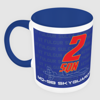 2Sqn coffee mug - blue design on blue mug